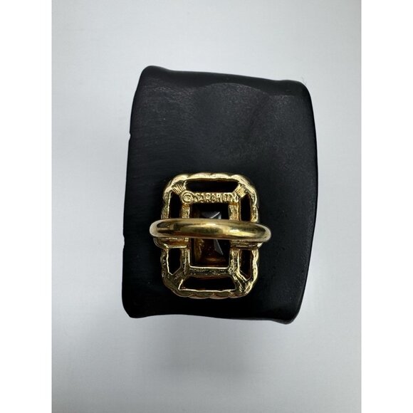 Vintage Sarah Coventry Emerald Cut Amber Topaz-Like Ring Signed Size 7 - Picture 8 of 14